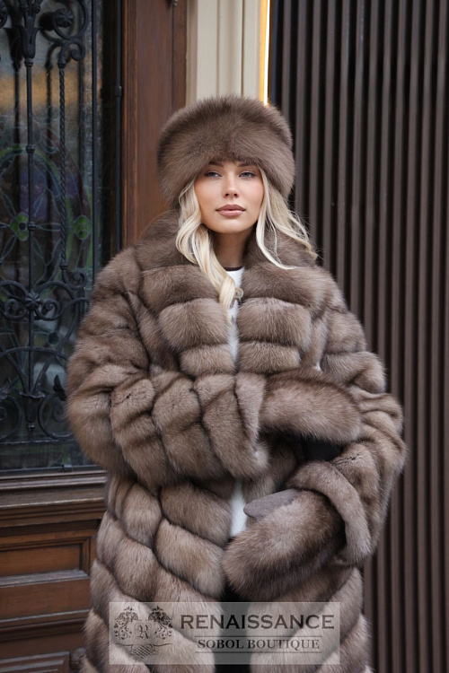 Роскошная шуба из светлого соболя в оттенке Лаванда и в седине №4