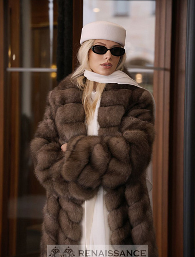 Эксклюзивная шуба из соболя в диагональной раскладке