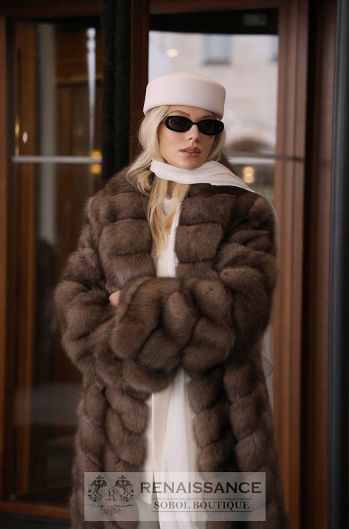 Эксклюзивная шуба из соболя в диагональной раскладке