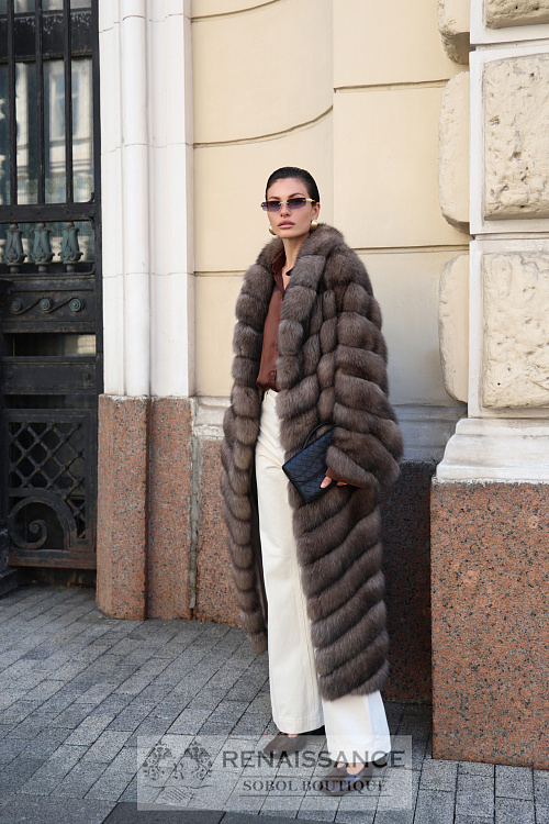 Эксклюзивное пальто из баргузинского соболя , седина №5