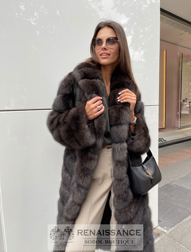 Роскошная шуба из баргузинского, седого соболя