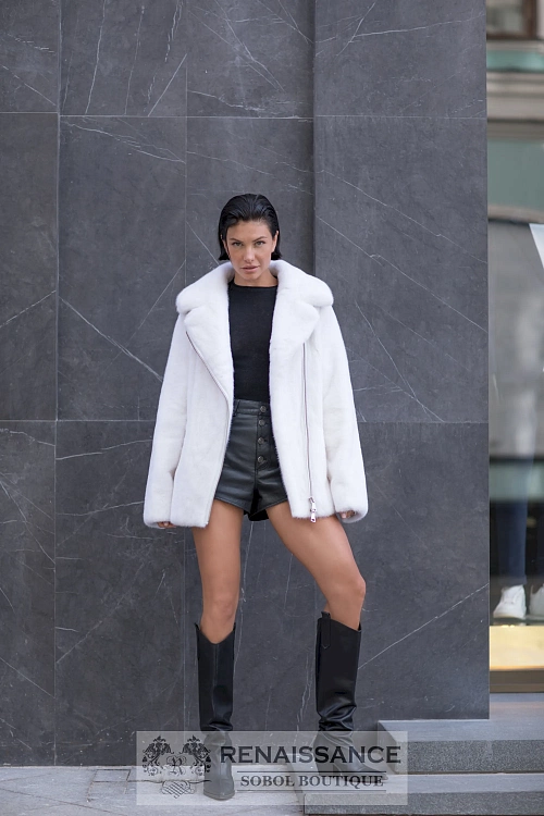 Куртка-косуха из меха норки белая