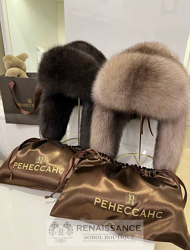 Шапка-ушанка из цельных шкурок соболя