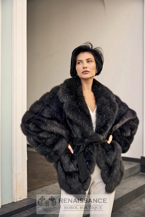 Элегантная шубка из меха соболя в седине 5