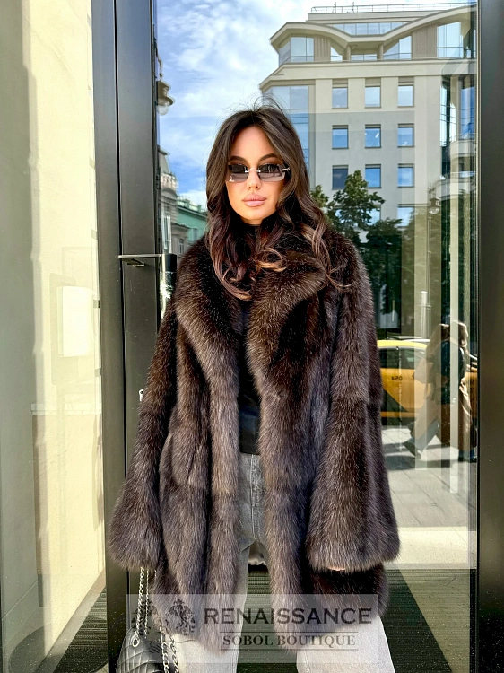 Классическая шуба из меха баргузинского соболя