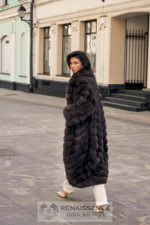 Седая шуба из меха баргузинского соболя — седина 4 воротник шаль