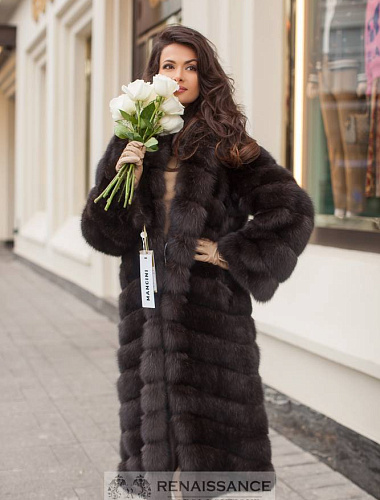 Пальто из меха седого баргузинского соболя