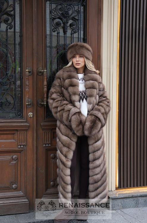 Роскошная шуба из светлого соболя в оттенке Лаванда и в седине №4