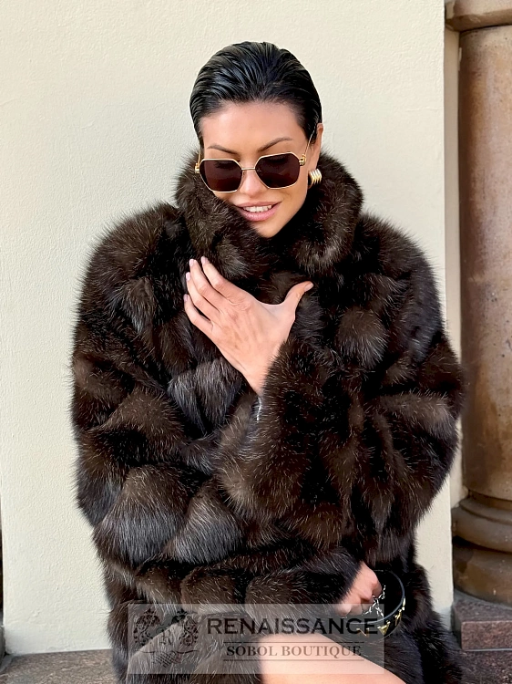 Роскошная шуба из баргузинского соболя, седина №5
