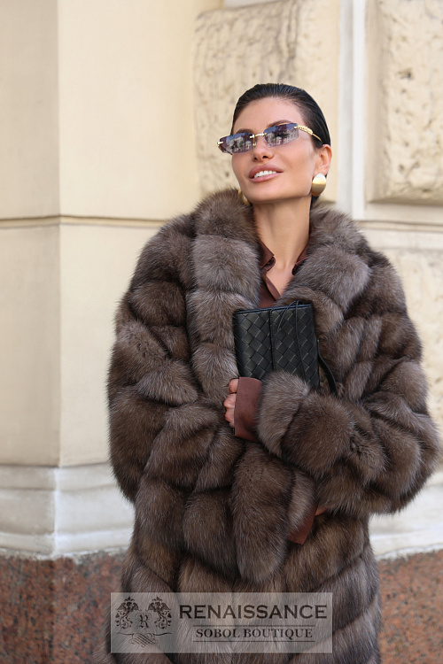 Эксклюзивное пальто из баргузинского соболя , седина №5