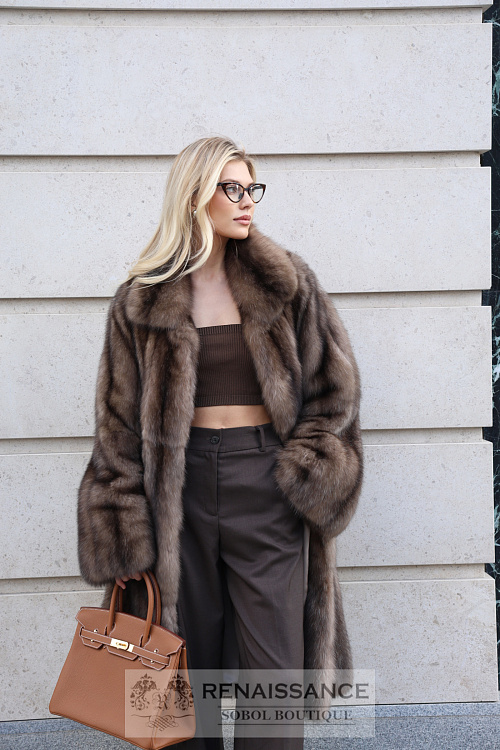 Шуба из соболя в стиле ретро из цельных шкурок