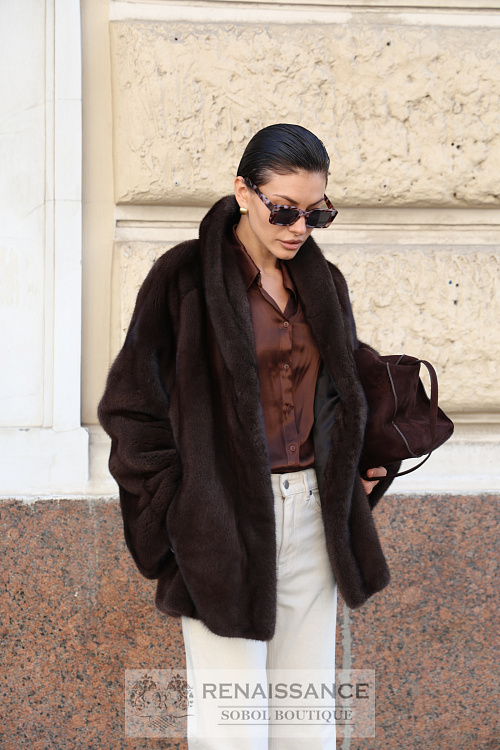 Удлиненный жакет из меха норки