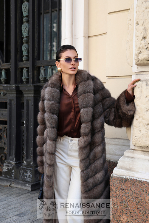 Эксклюзивное пальто из баргузинского соболя , седина №5