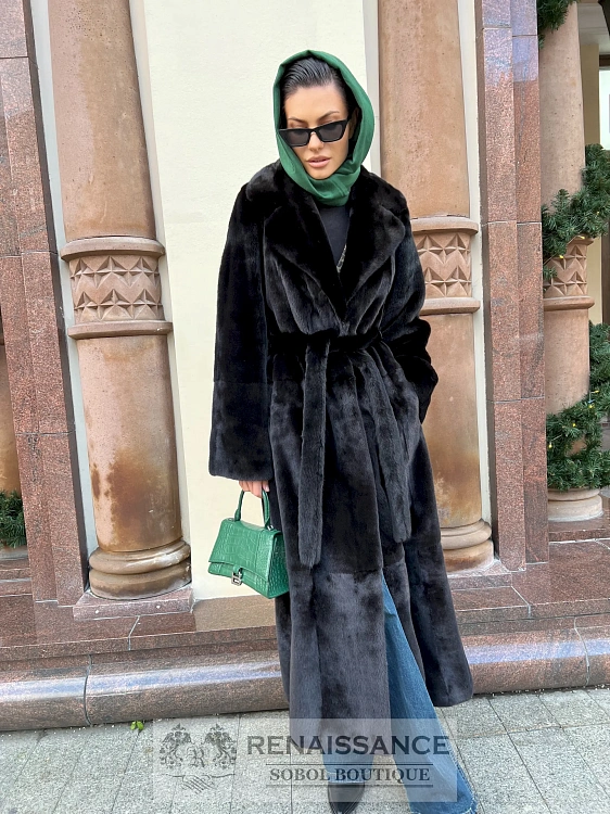 Длинная шуба из меха норки