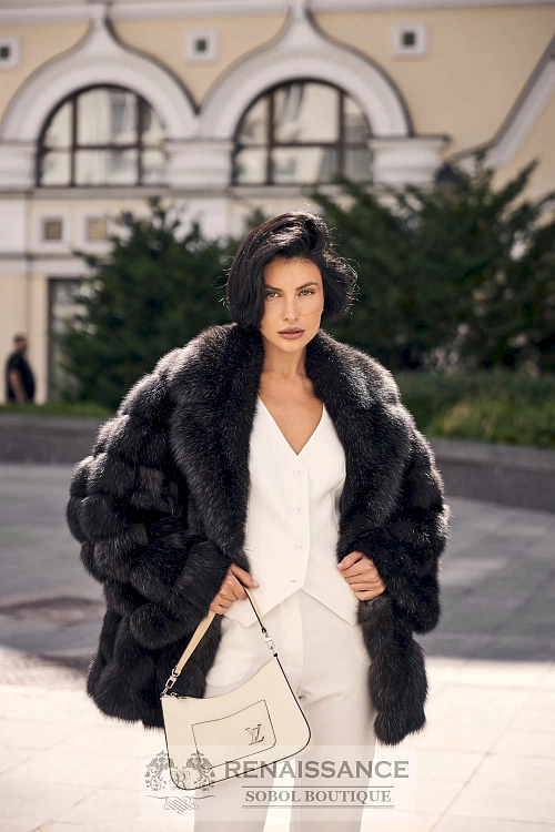 Элегантная шубка из меха соболя в седине 5