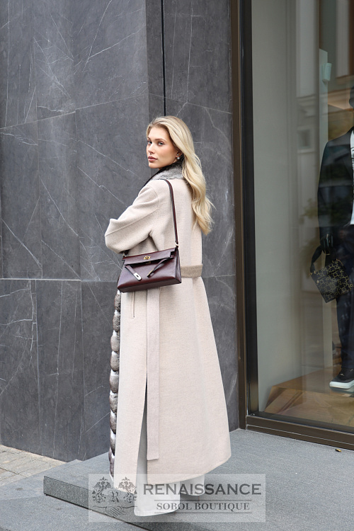 Пальто из шерсти/кашемира Loro Piana с отделкой шиншиллой