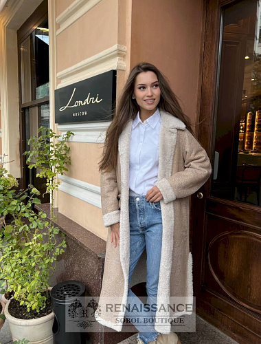 Двухсторонняя дубленка из овчины цвет angora