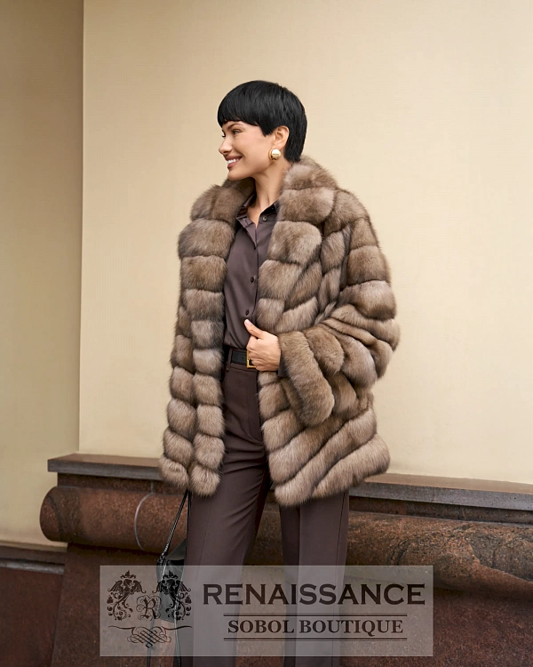 Жакет из соболя в цвете Тортора