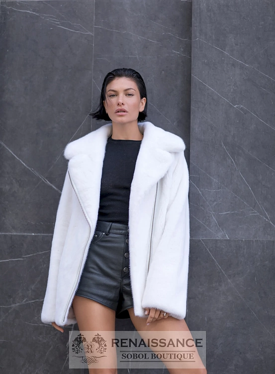Куртка-косуха из меха норки белая