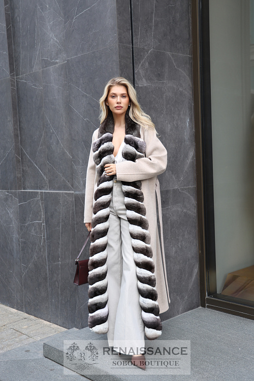 Пальто из шерсти/кашемира Loro Piana с отделкой шиншиллой