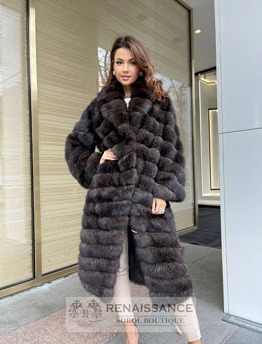 Эксклюзивная седая шуба из баргузинского соболя