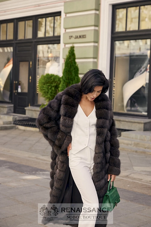 Седая шуба из меха баргузинского соболя — седина 4 воротник шаль