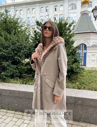 Парка из кашемира с отделкой норкой