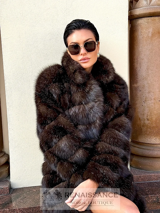 Роскошная шуба из баргузинского соболя, седина №5